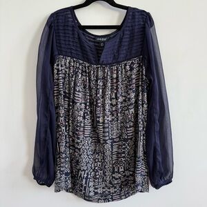 ✿Lucky Brand Boho Blouse with Sheer Sleeves✿